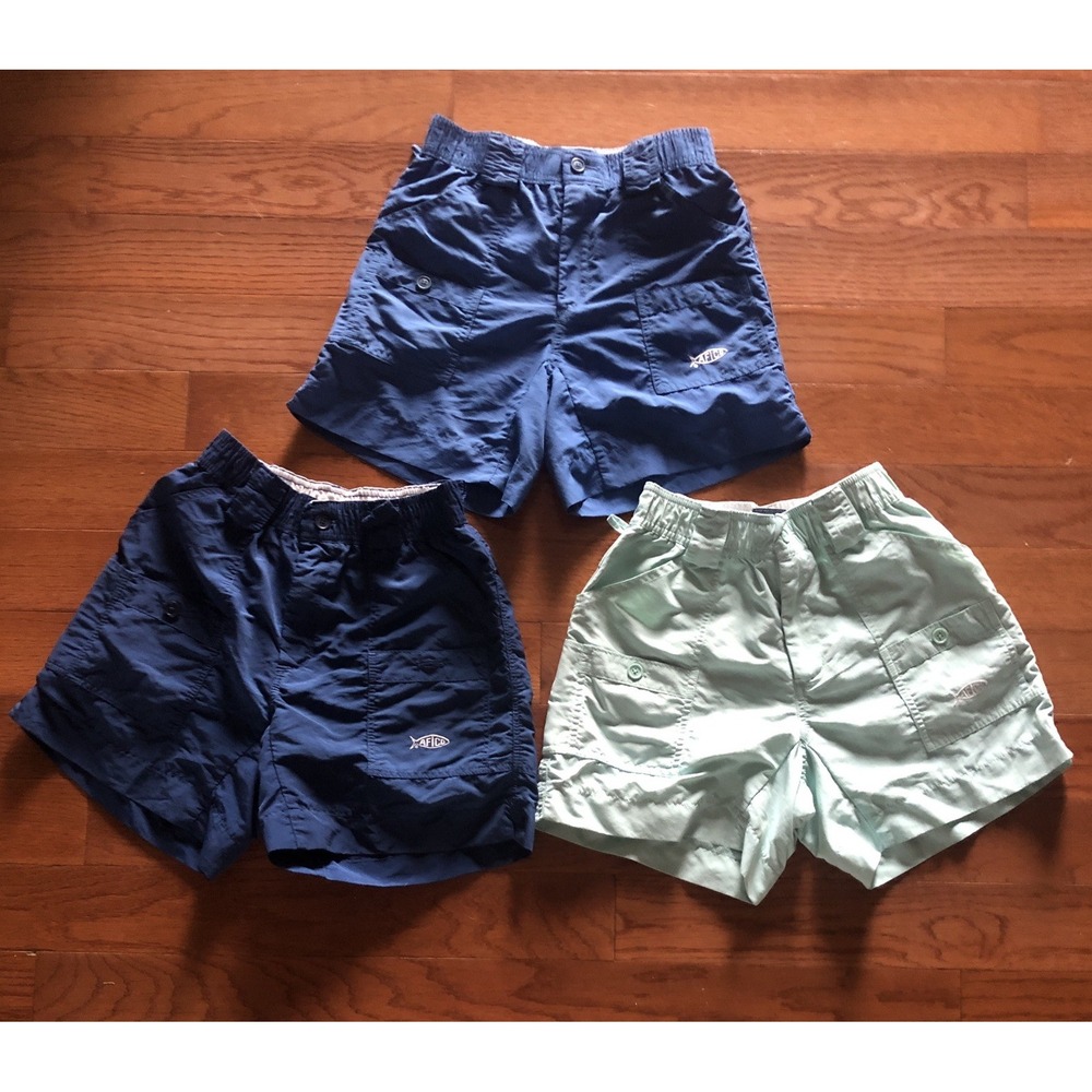 Boys AFTCO Shorts Lot Of 3 Blue, Royal Blue, Teal Blue Size 26 10/12